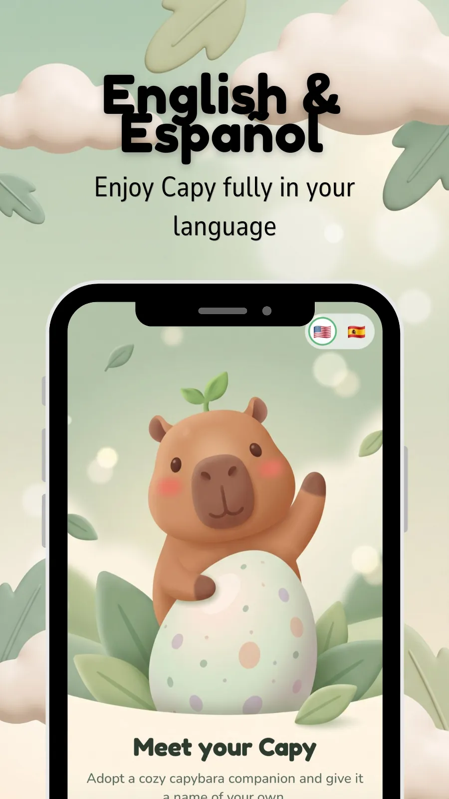 The in-app language toggle between English and Spanish